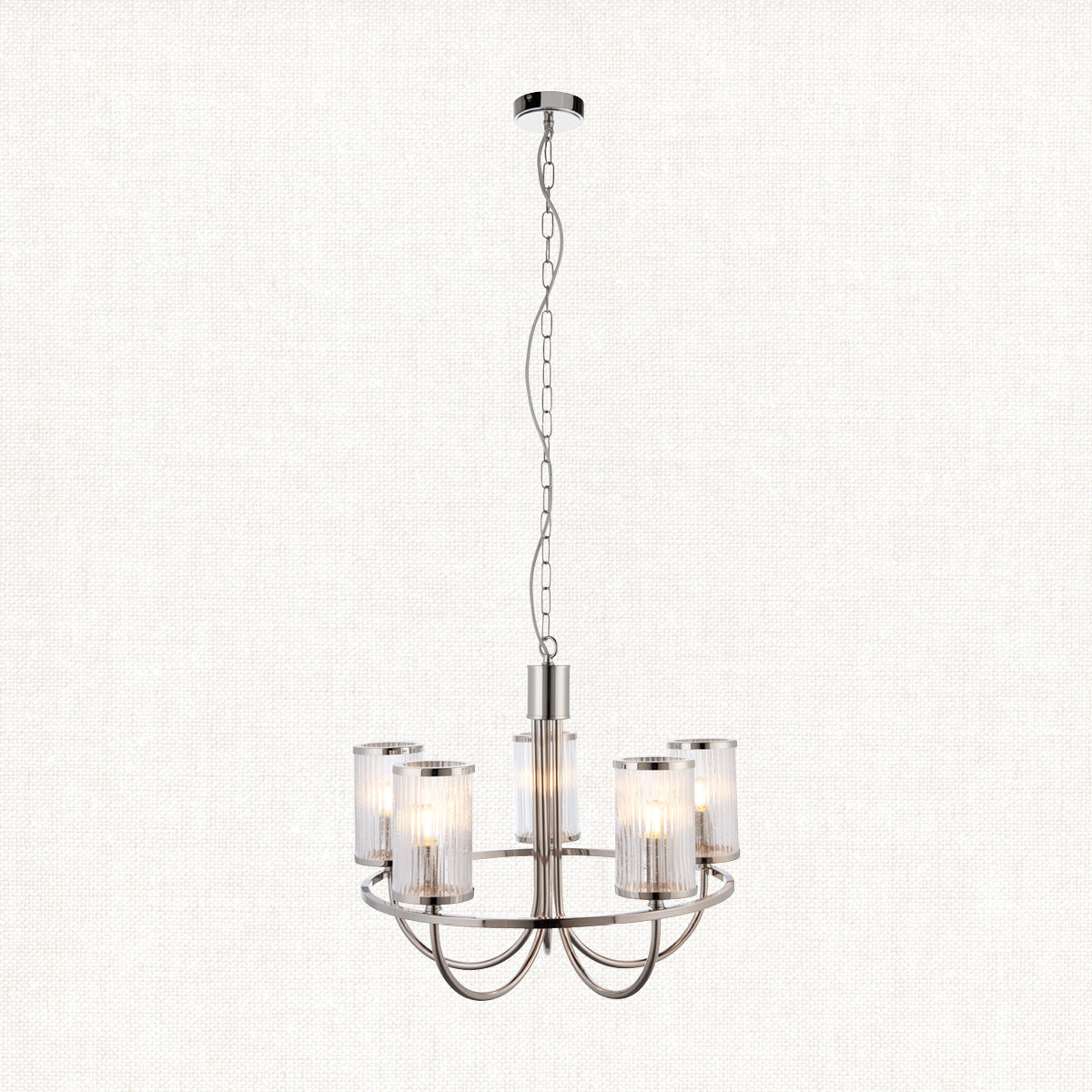 Bright nickel plate & ribbed bubble glass