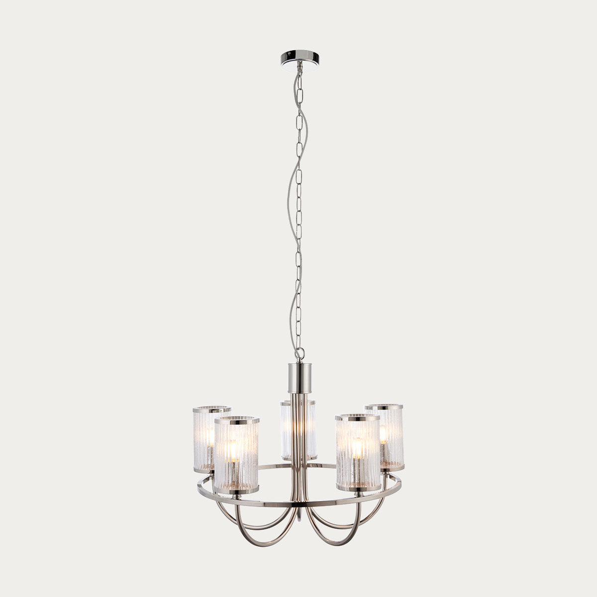 Bright nickel plate & ribbed bubble glass