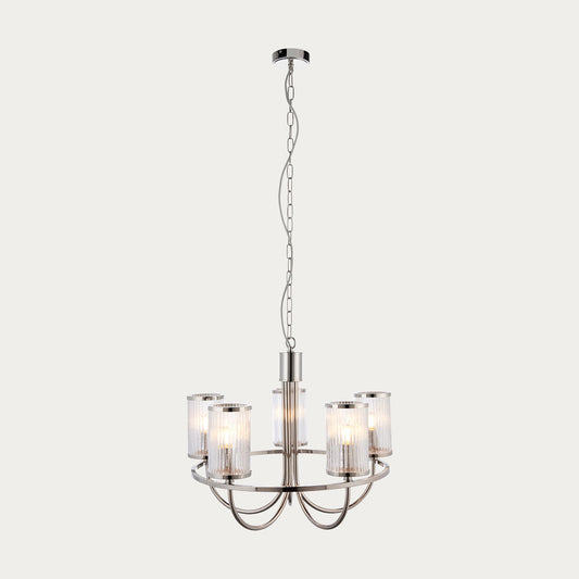 Bright nickel plate & ribbed bubble glass