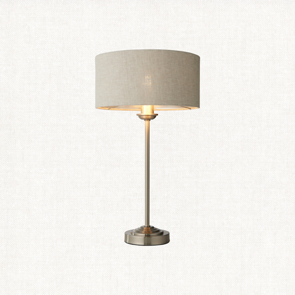 Brushed chrome plate & natural linen