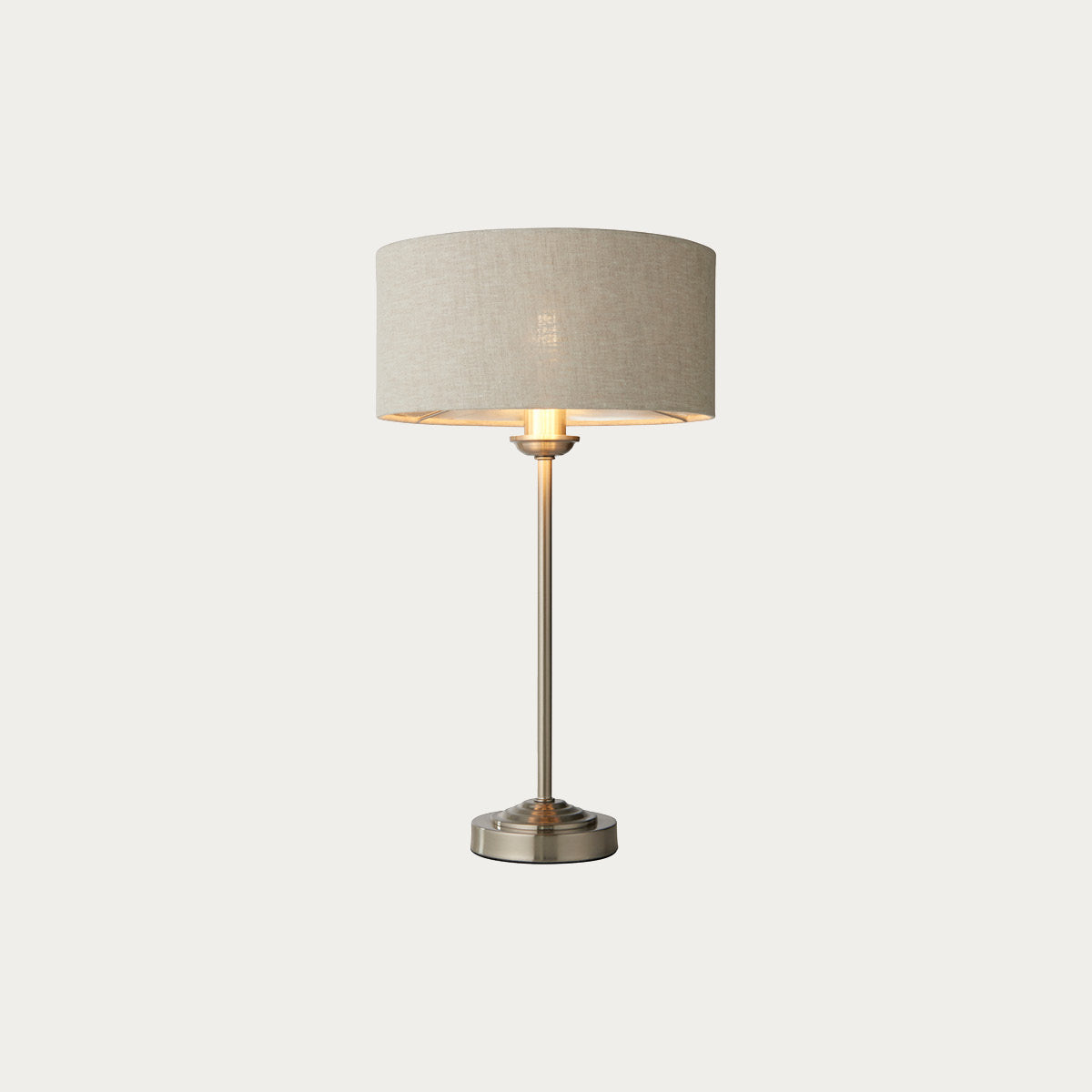 Brushed chrome plate & natural linen