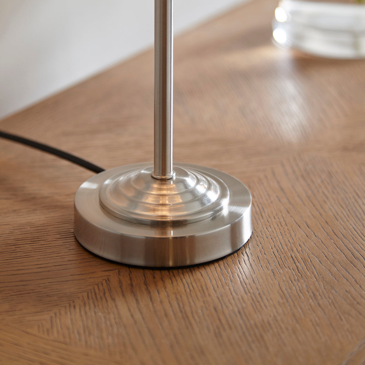 Brushed chrome plate & natural linen