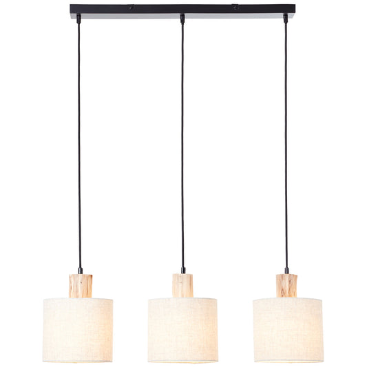 Natural eucalyptus wood, natural linen & matt black