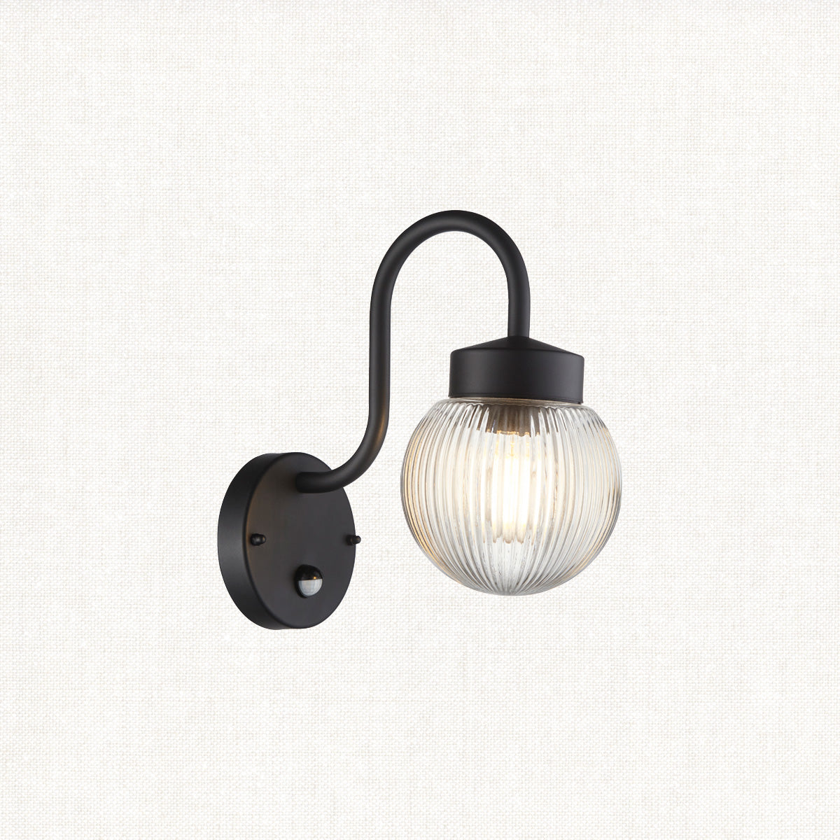 Textured black & clear ribbed glass