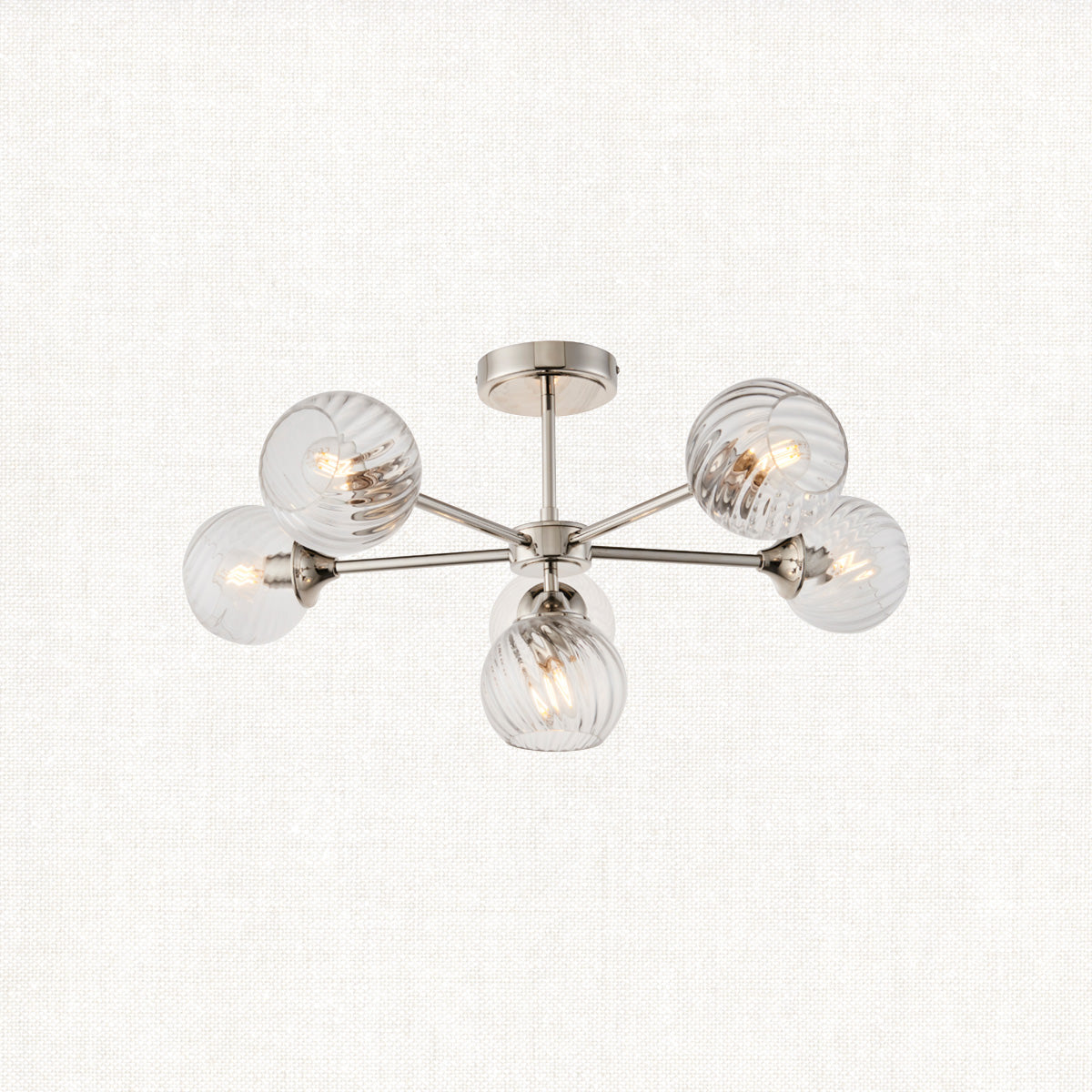 Bright nickel plate & clear spiral glass