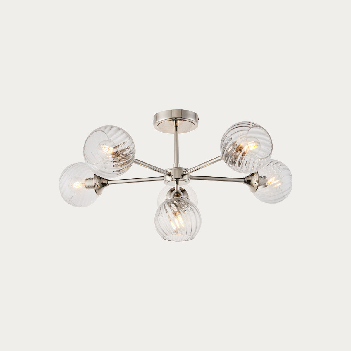Bright nickel plate & clear spiral glass