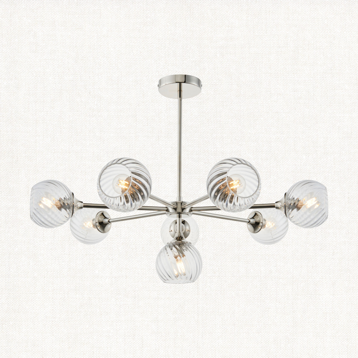 Bright nickel plate & clear spiral glass