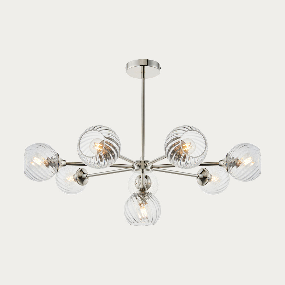 Bright nickel plate & clear spiral glass