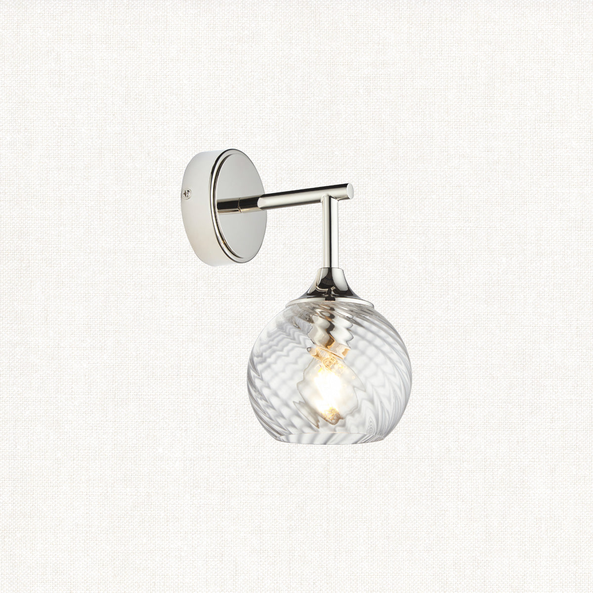 Bright nickel plate & clear spiral glass