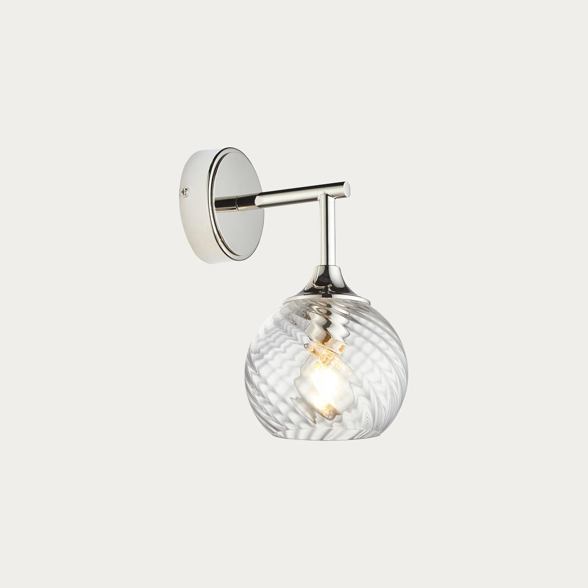 Bright nickel plate & clear spiral glass