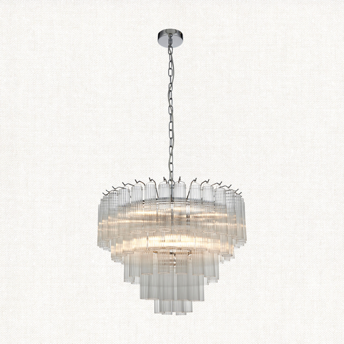 Bright nickel plate & clear ribbed glass