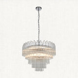 Bright nickel plate & clear ribbed glass