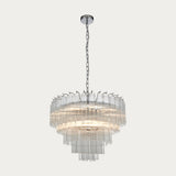 Bright nickel plate & clear ribbed glass