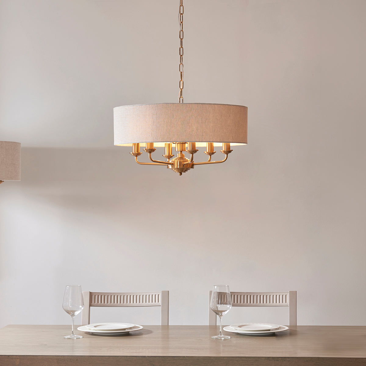 Vintage brass & natural linen