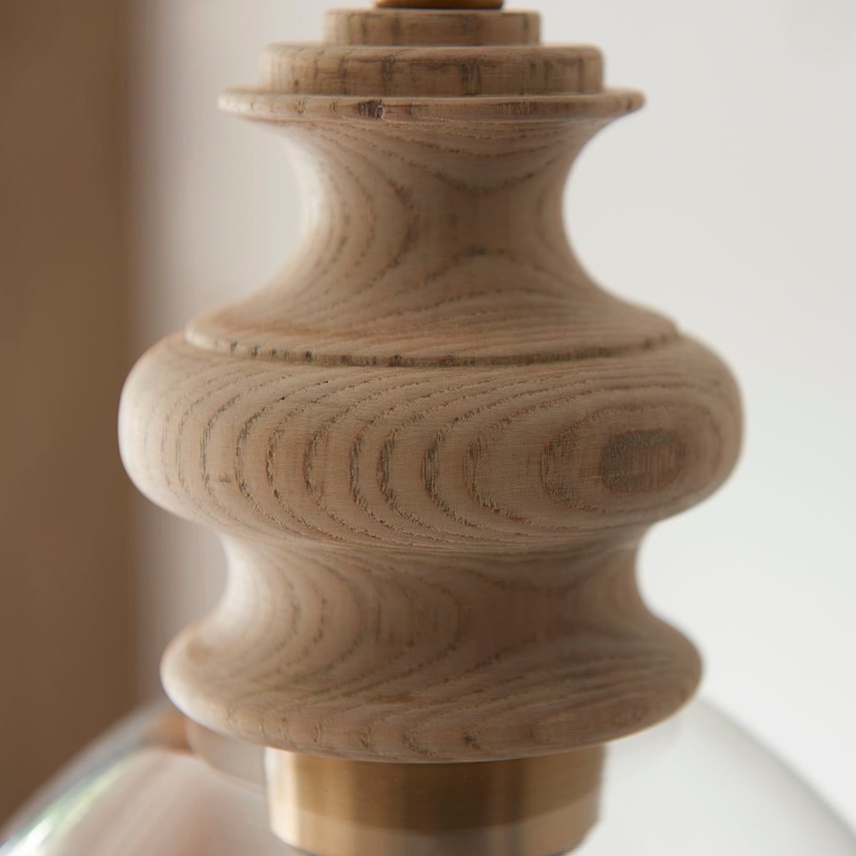 Natural ash, brushed aged brass plate