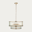 Antique brass plate & clear ribbed glass