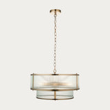 Antique brass plate & clear ribbed glass