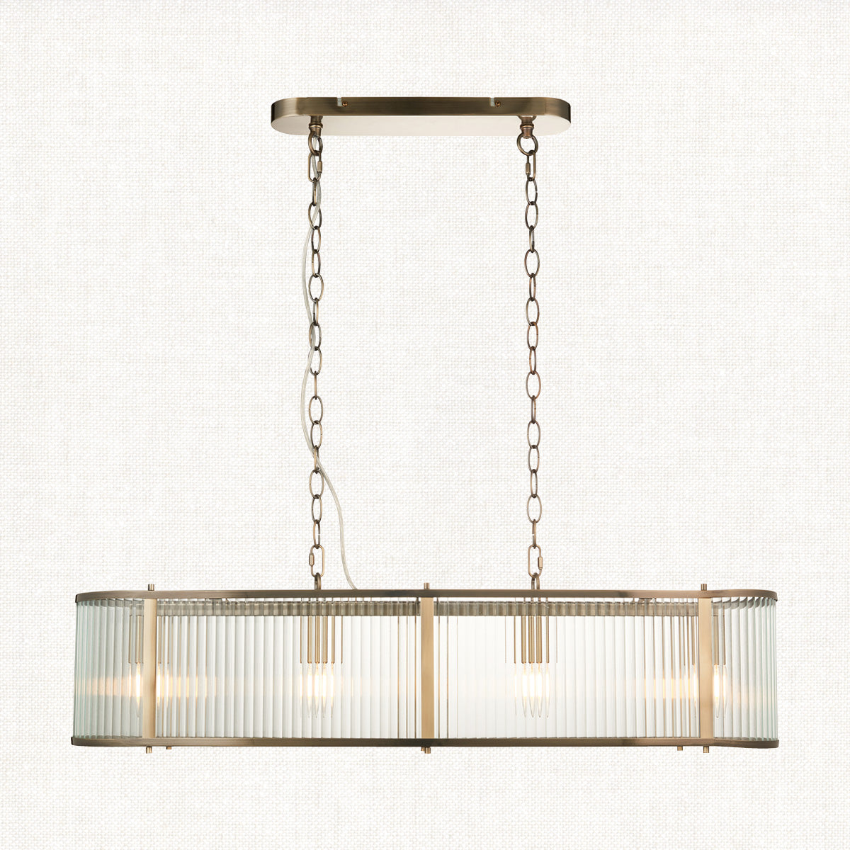 Antique brass plate & clear ribbed glass