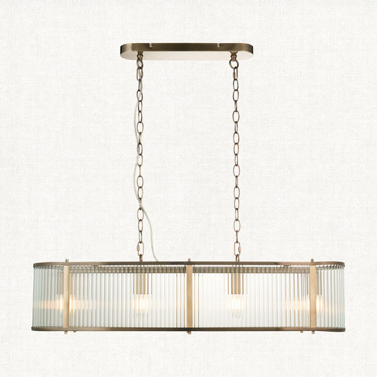Antique brass plate & clear ribbed glass