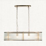 Antique brass plate & clear ribbed glass