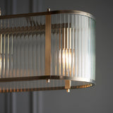 Antique brass plate & clear ribbed glass