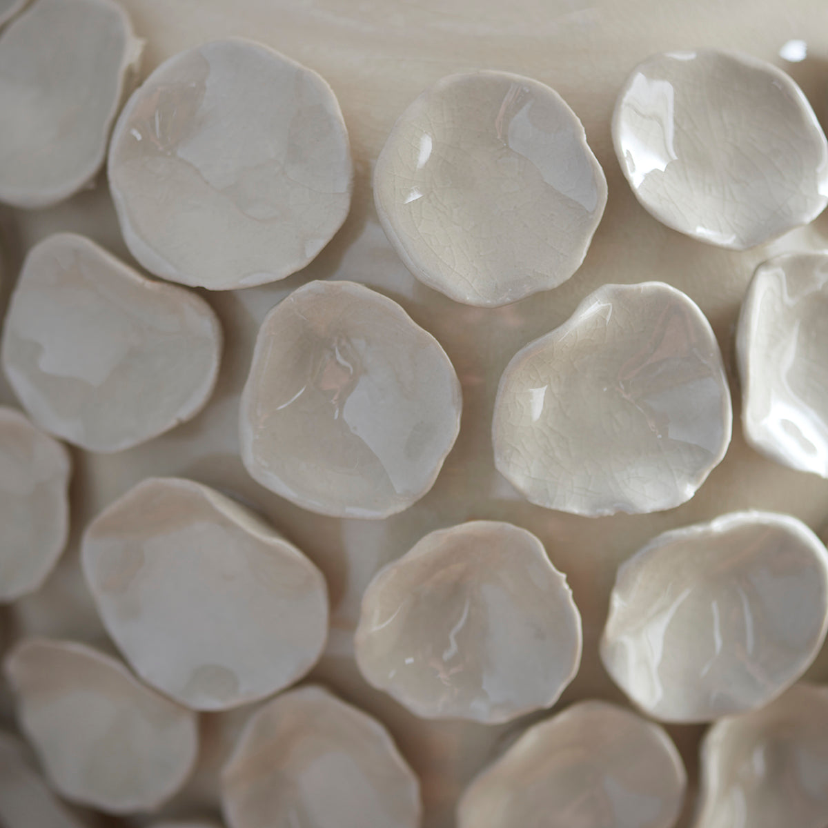 Ivory crackle glaze & brushed aged brass plate