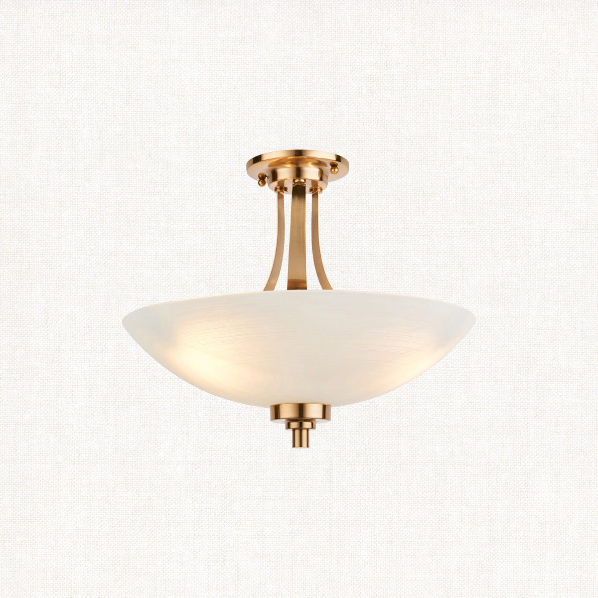 Brushed aged brass plate & white glass