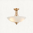 Brushed aged brass plate & white glass