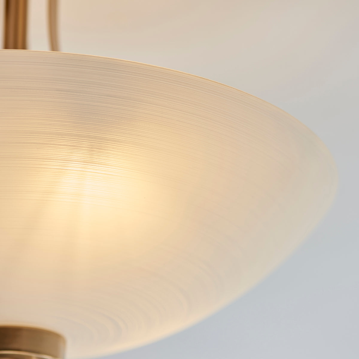 Brushed aged brass plate & white glass