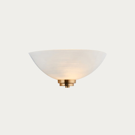 Brushed aged brass plate & white glass