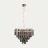 Satin brass plate & smokey grey lustre glass
