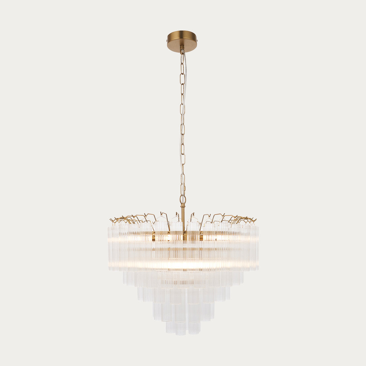 Satin brass plate & clear ribbed glass