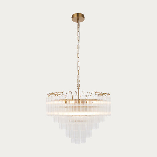 Satin brass plate & clear ribbed glass