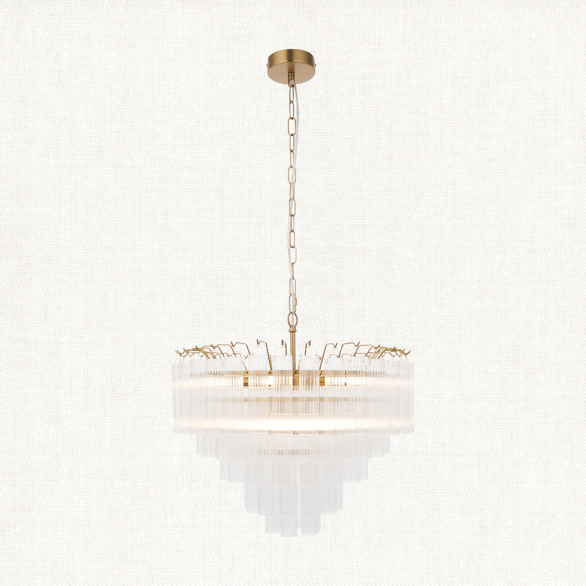 Satin brass plate & clear ribbed glass