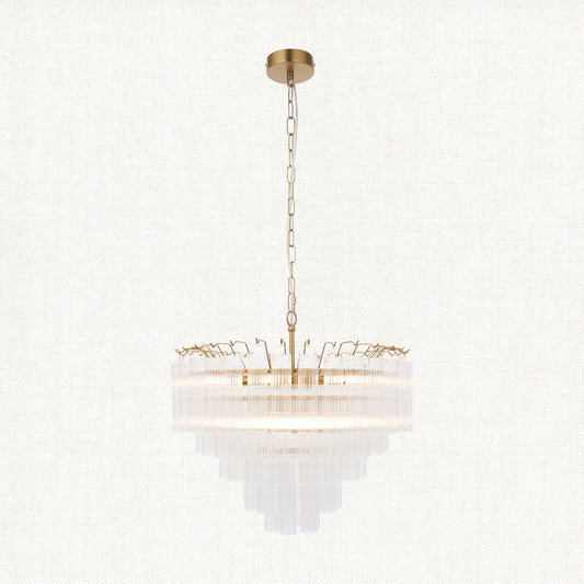 Satin brass plate & clear ribbed glass