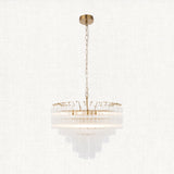Satin brass plate & clear ribbed glass