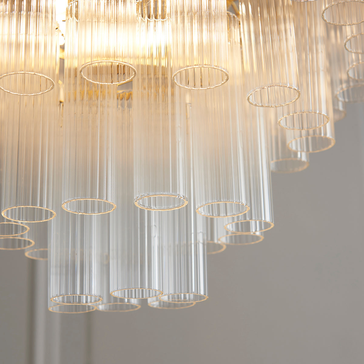 Satin brass plate & clear ribbed glass