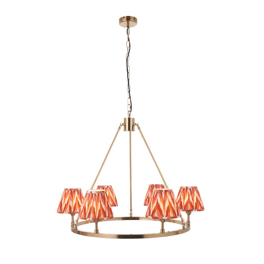 Brushed Aged Brass Plate & Apricot Orange Fabric