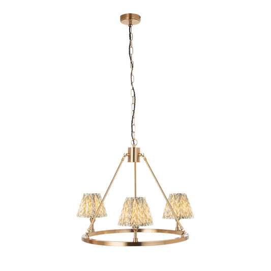 Brushed Aged Brass Plate & Herb Garden Green Fabric