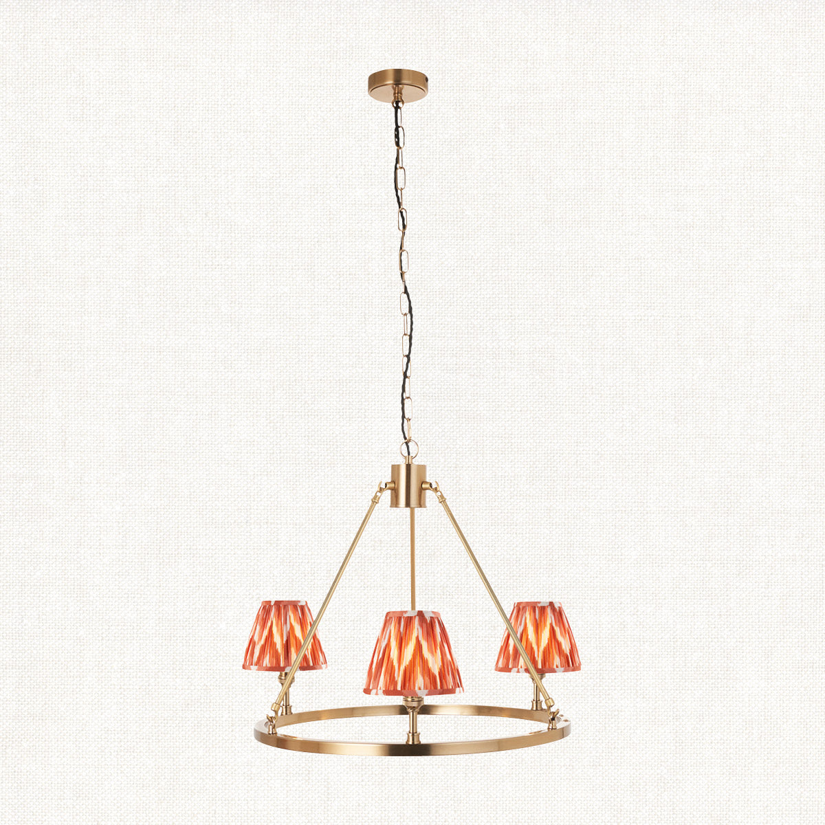 Brushed Aged Brass Plate & Apricot Orange Fabric