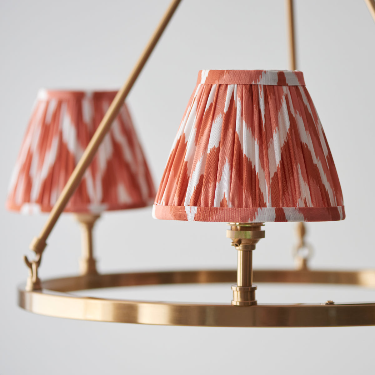 Brushed Aged Brass Plate & Apricot Orange Fabric