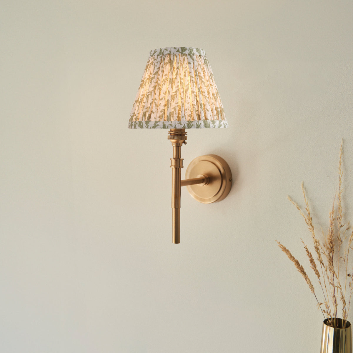 Brushed Aged Brass Plate & Herb Garden Green Fabric