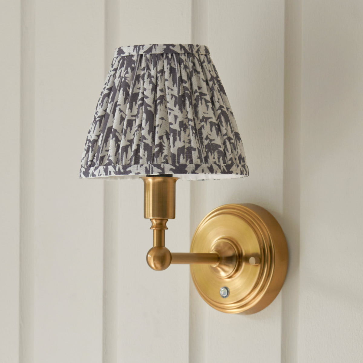 Brushed Aged Brass Plate & Pearl Grey Fabric