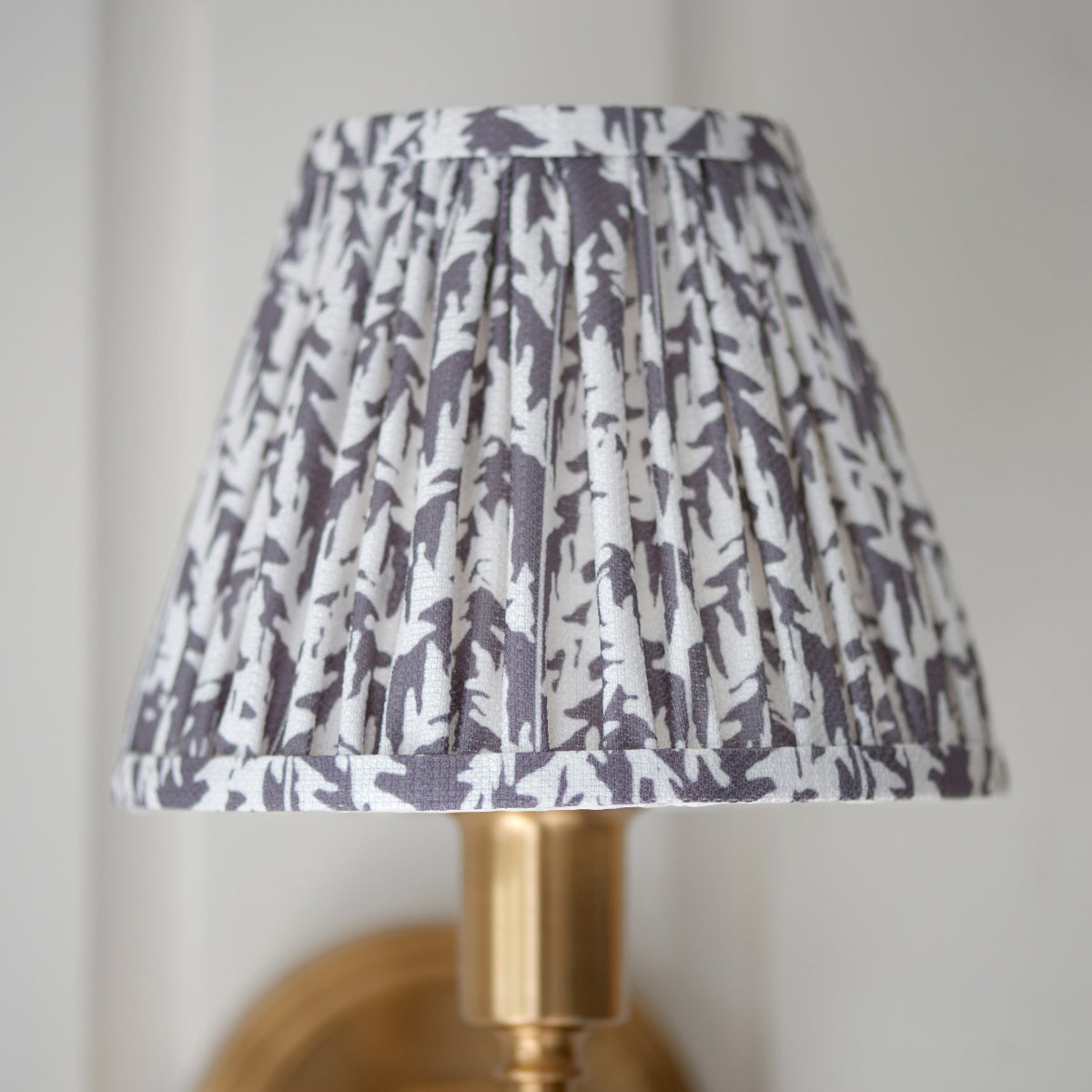 Brushed Aged Brass Plate & Pearl Grey Fabric