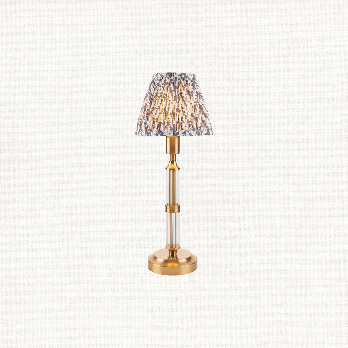 Brushed Aged Brass Plate & Pearl Grey Fabric