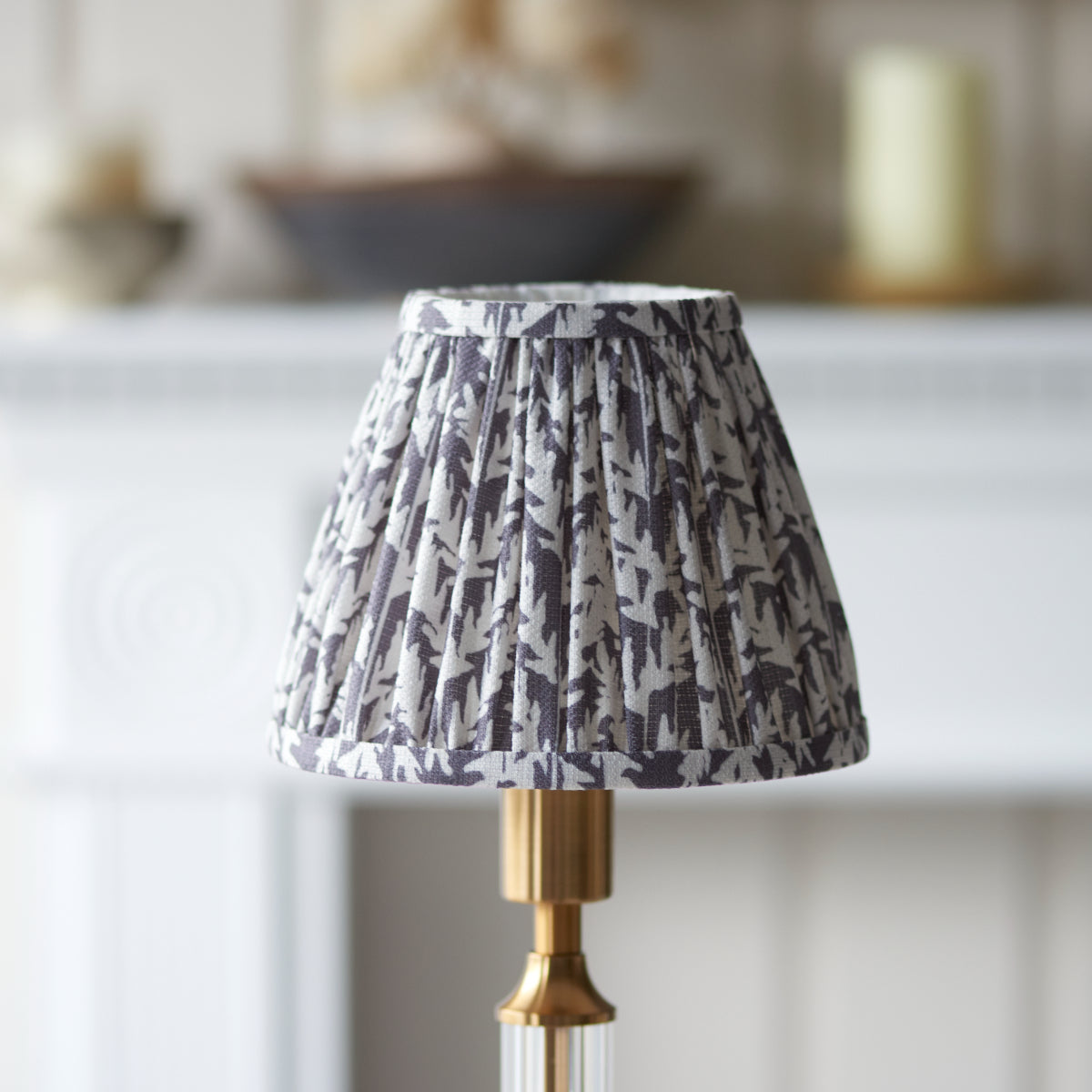 Brushed Aged Brass Plate & Pearl Grey Fabric