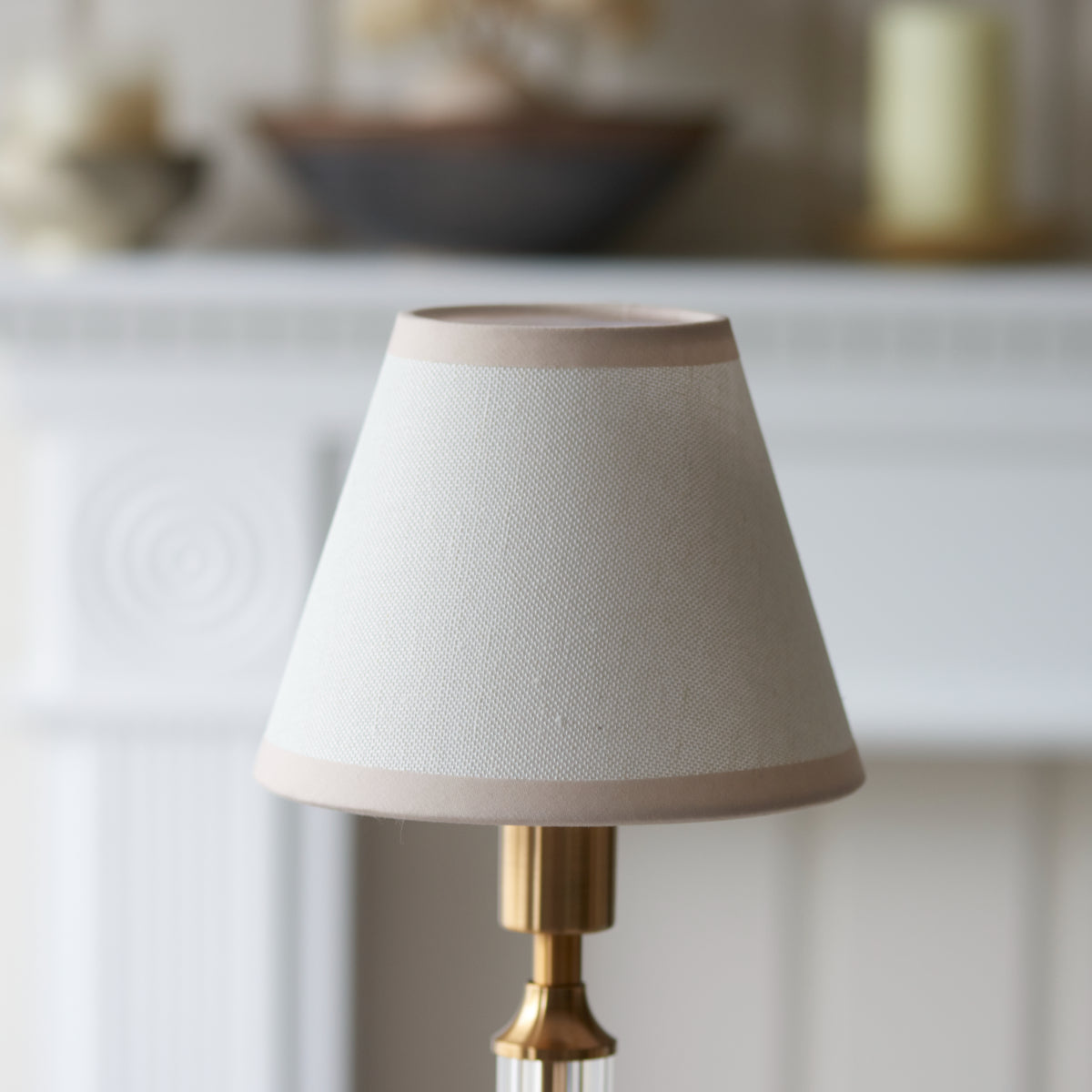 Brushed Aged Brass Plate & Vintage White Fabric