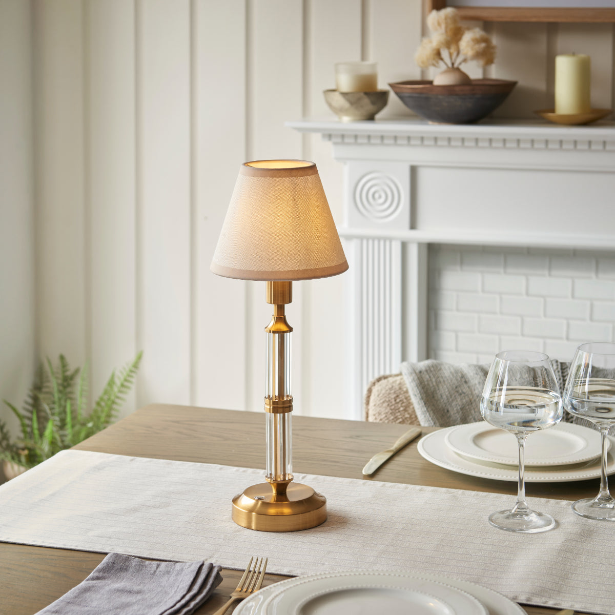 Brushed Aged Brass Plate & Vintage White Fabric