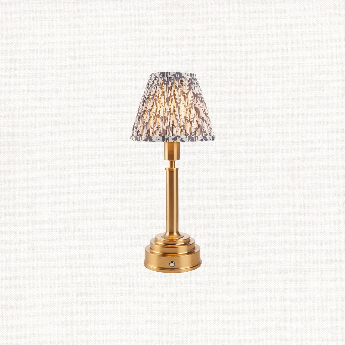 Brushed Aged Brass Plate & Pearl Grey Fabric