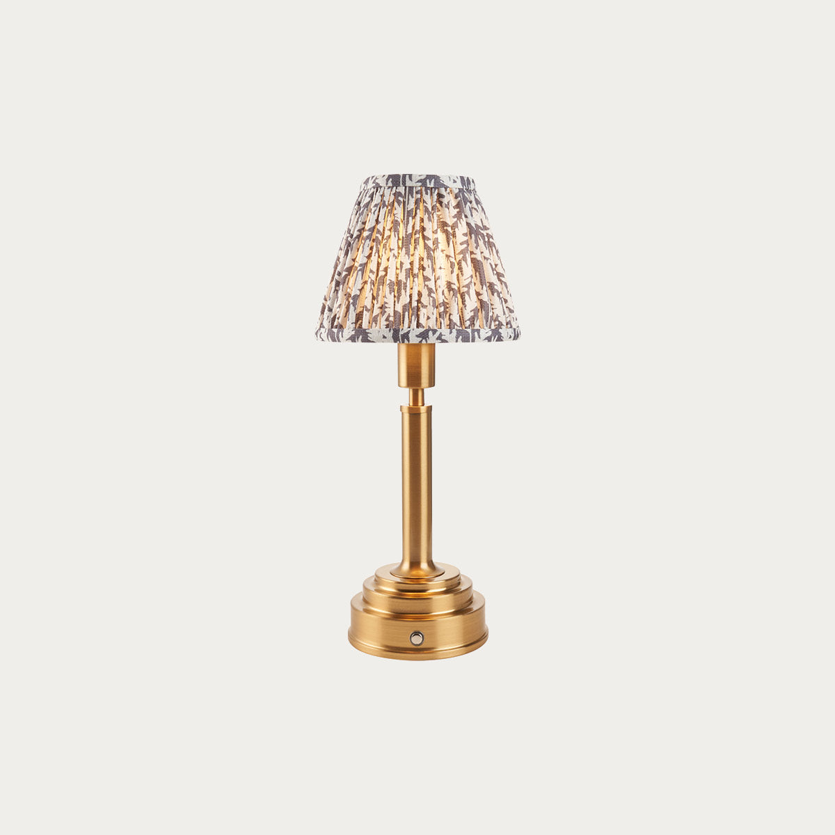 Brushed Aged Brass Plate & Pearl Grey Fabric